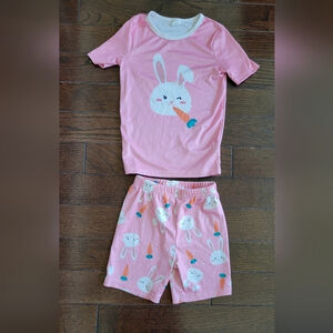 Toddler Girls Cartoon Graphic Contrast Trim Snug Fit PJ Set Size: 7Y